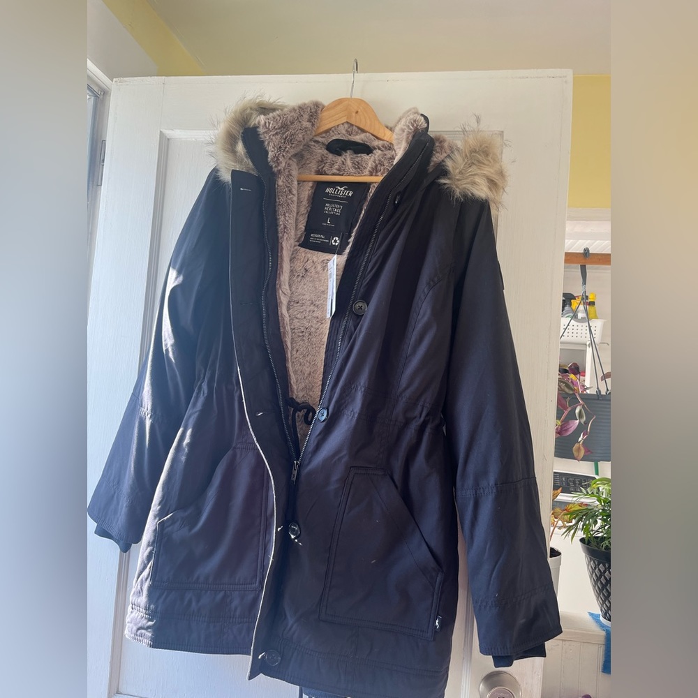 Hollister Black Coat Jacket size L